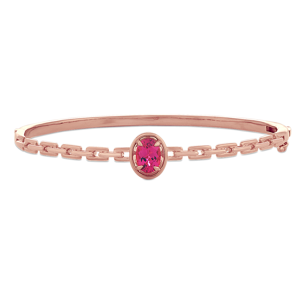 Cherry Pink Tourmaline Link Bracelet (7'')