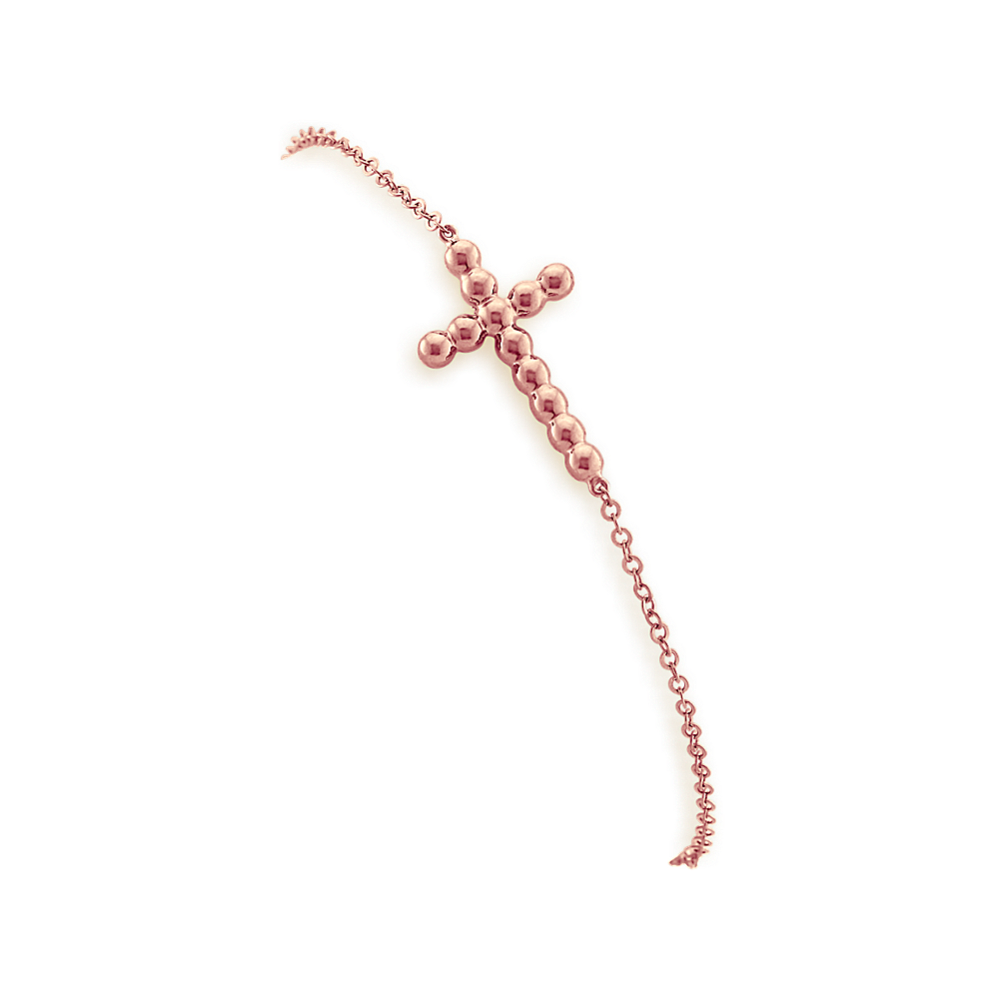 Cross Bracelet in 14k Rose Gold (7.5'')