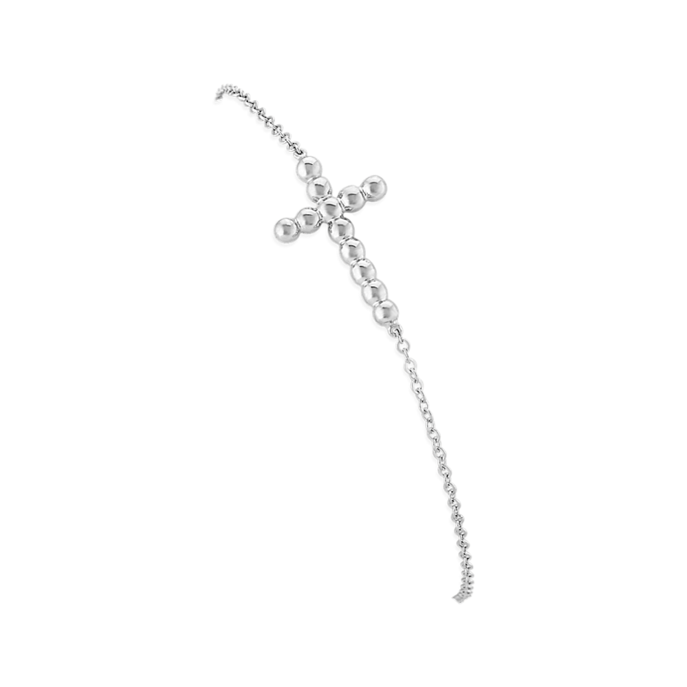 Cross Bracelet in 14k White Gold (7.5'')