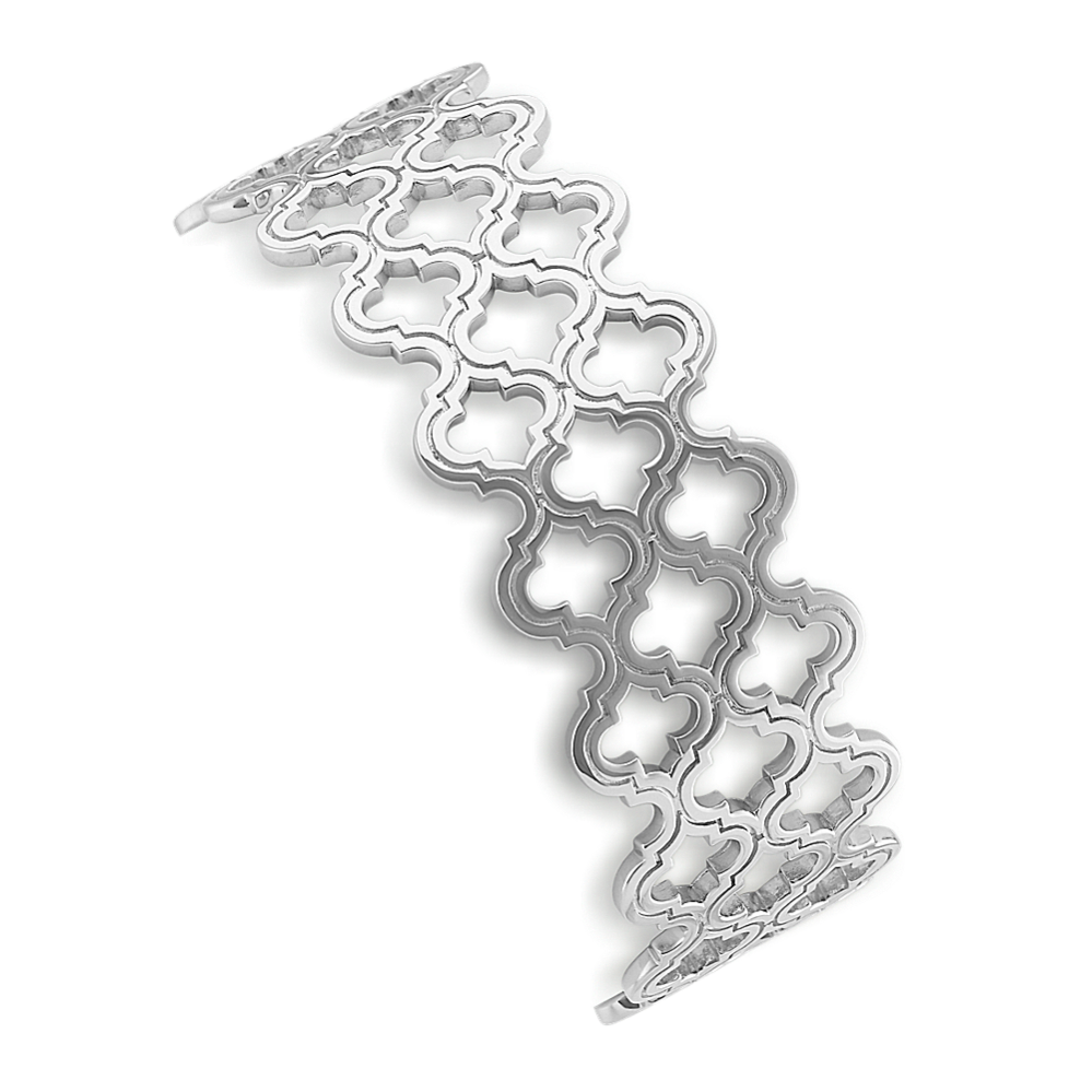 Cutout Sterling Silver Bangle Bracelet (7'')