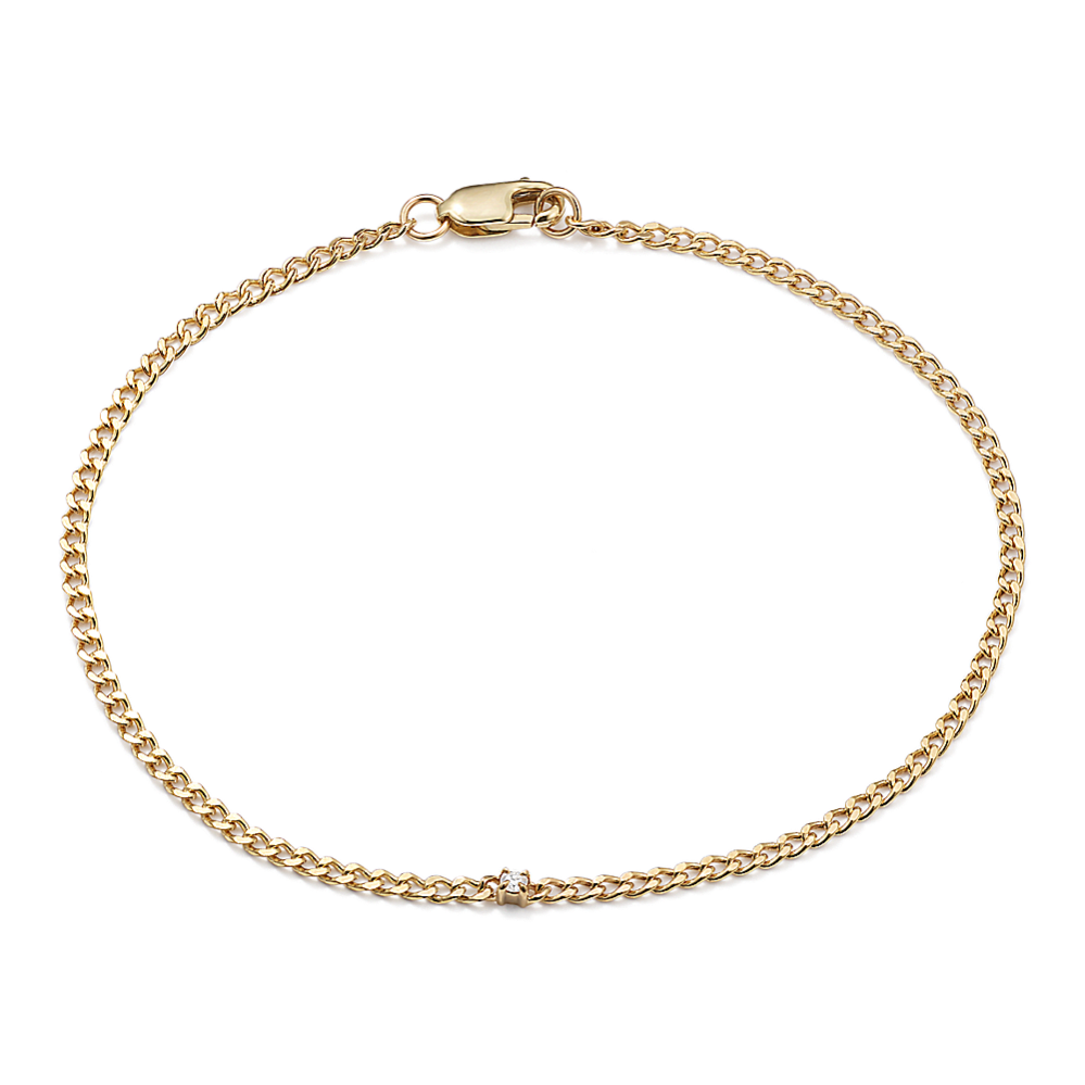 14k Gold Curb Chain Bracelet with Gemstone Center 14k Gold Curb Chain Bracelet with Gemstone Center
