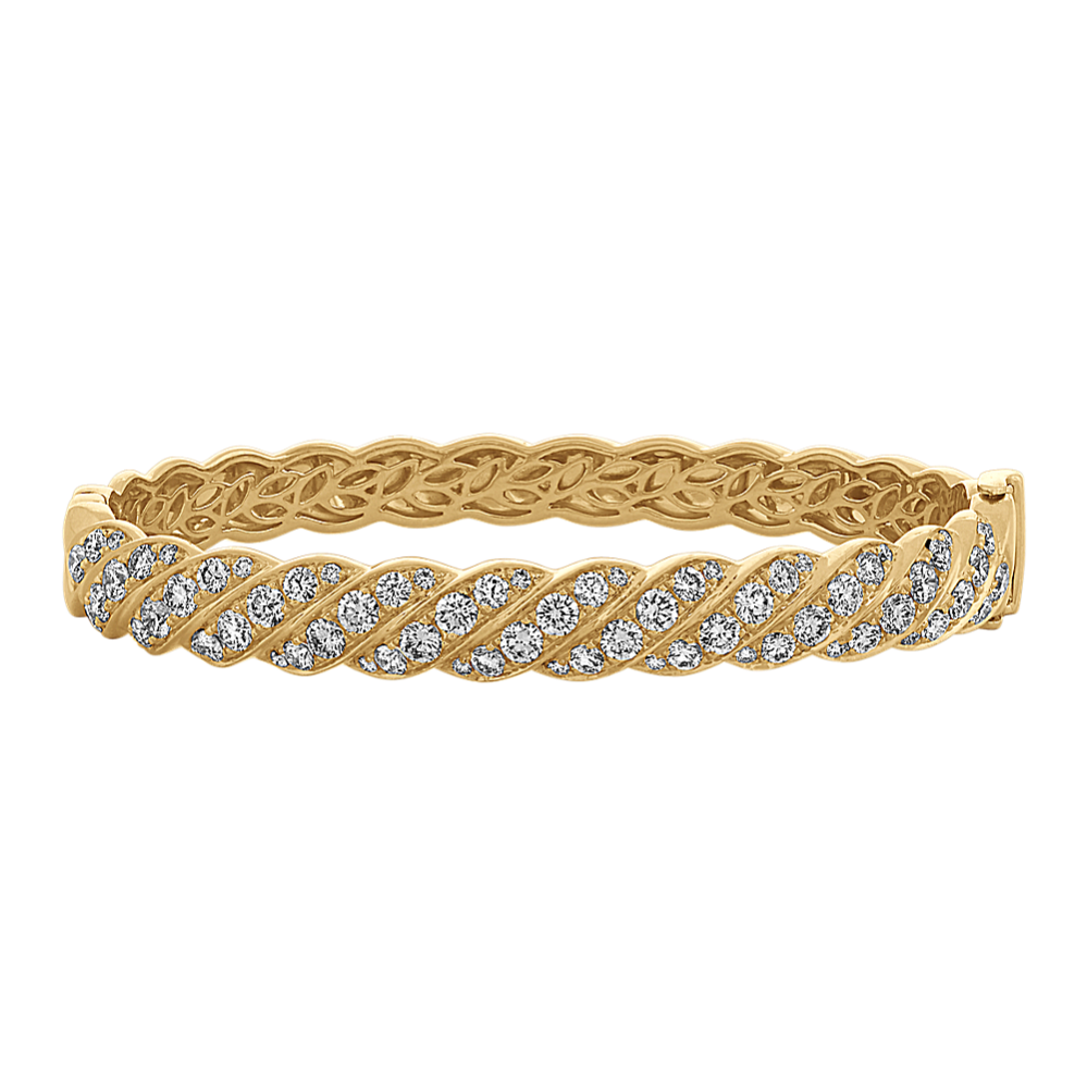 Diamond Bangle Bracelet in 14K Yellow Gold (7'')