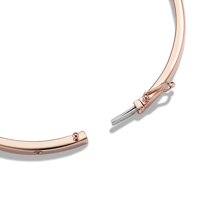 Natural Diamond Bangle Bracelet in 14k Rose Gold (7 in)