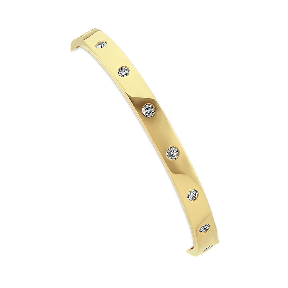 Diamond Bangle Bracelet in 14k Yellow Gold (7'')