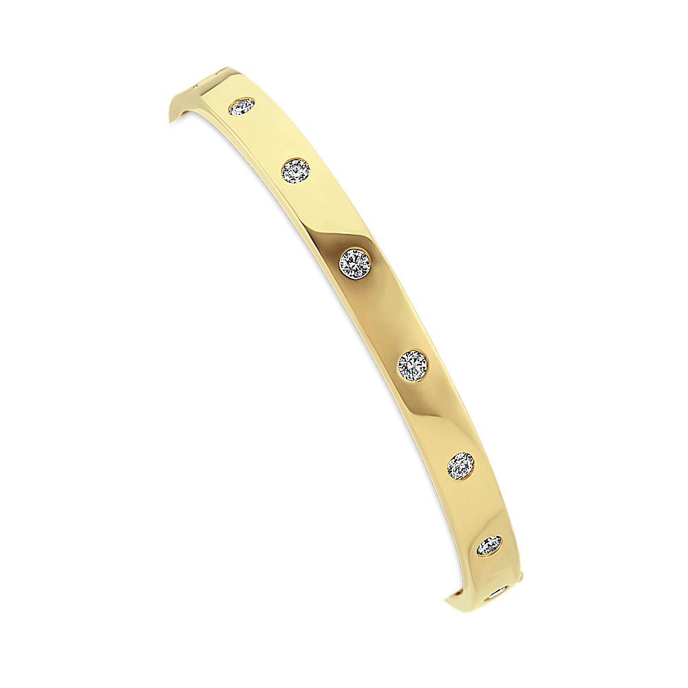 Diamond Bangle Bracelet in 14k Yellow Gold (7 in)