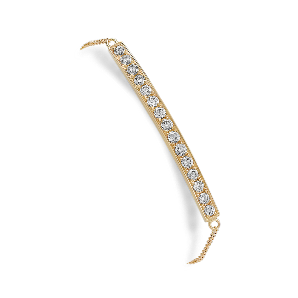 Diamond Bar Bracelet in 14k Yellow Gold (7'')