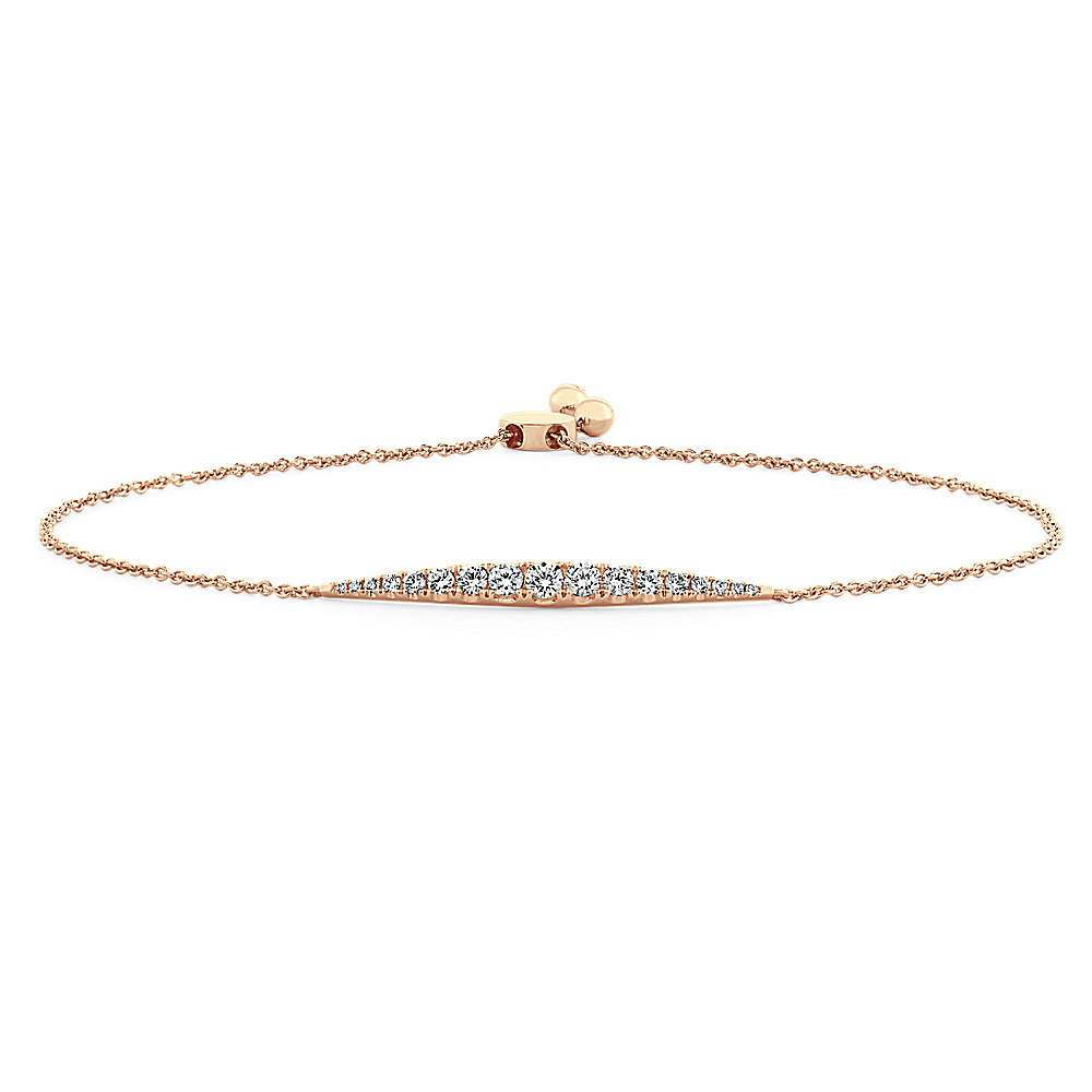 Diamond Bolo Bracelet in 14k Rose Gold (9 in) | Shane Co.