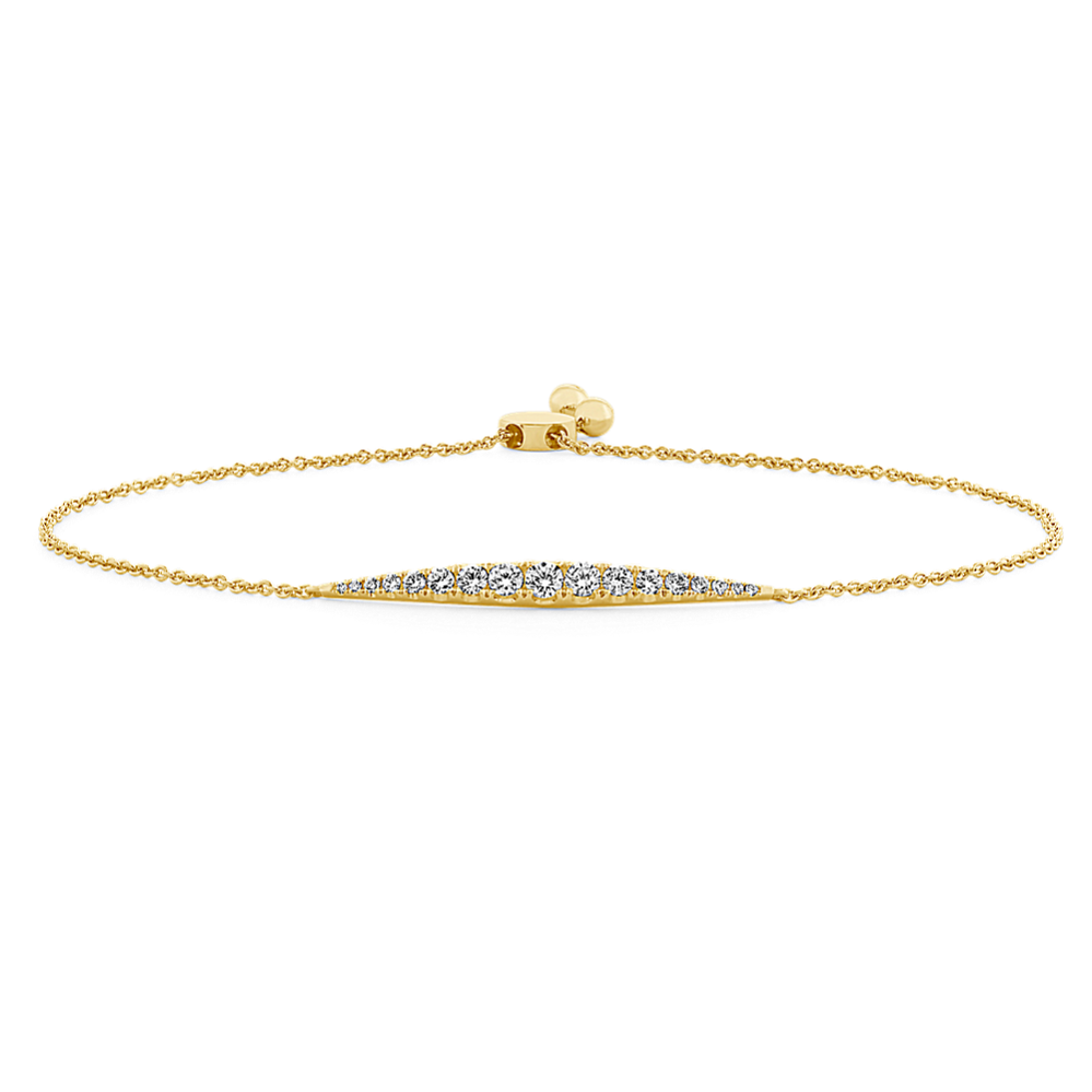 Diamond Bolo Bracelet in 14k Yellow Gold (9 in)