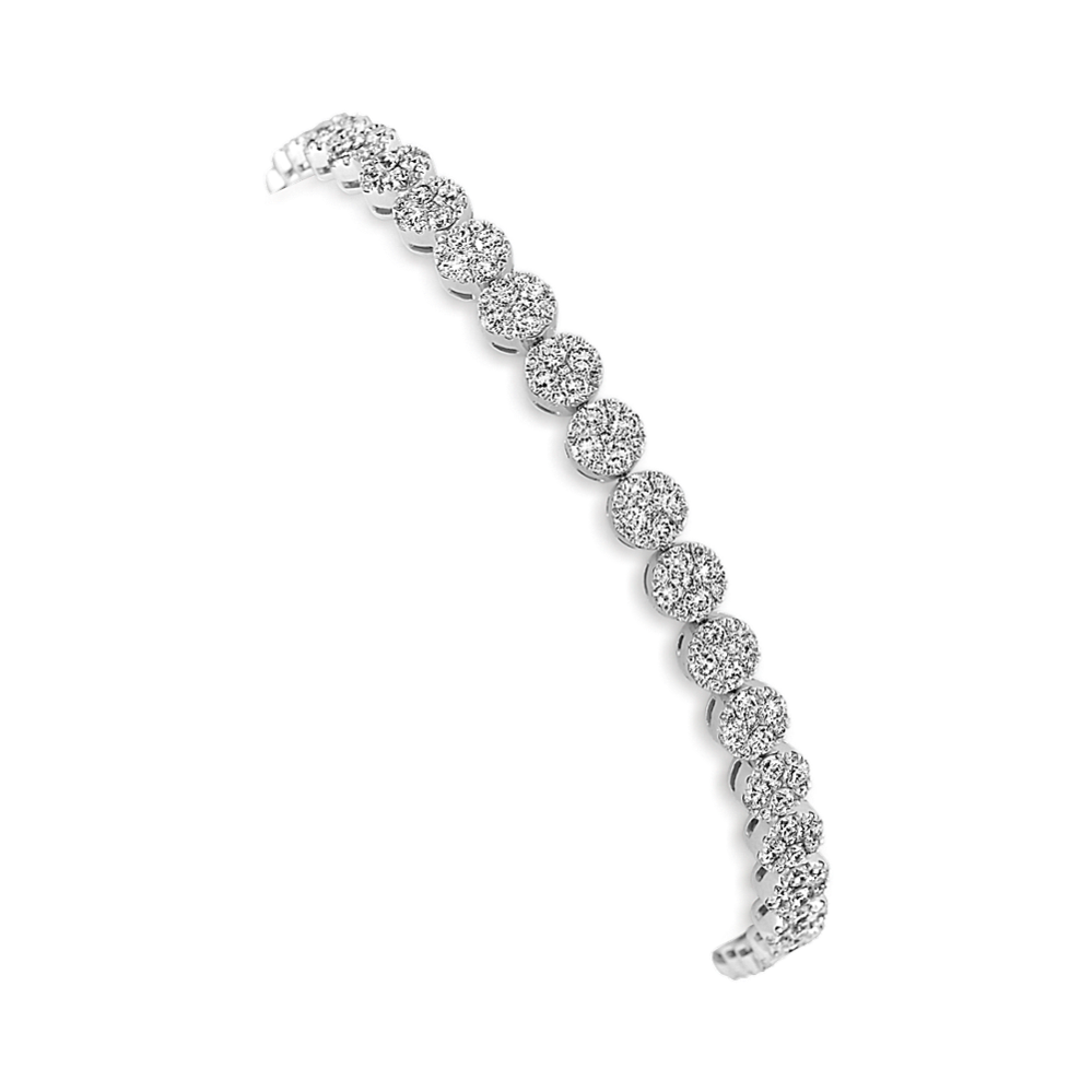 Diamond Circle Cluster Bracelet in 14k White Gold (7 in)
