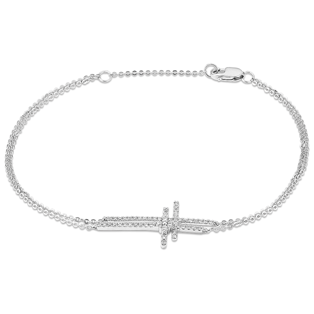 Diamond Double Cross Bracelet (8 in)