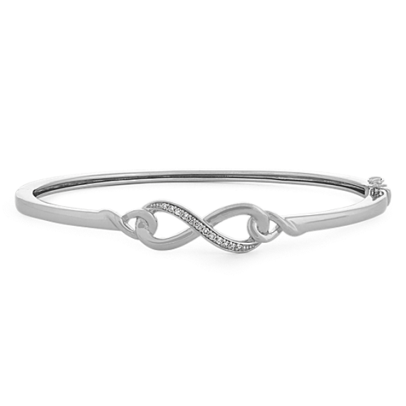 Diamond Infinity Bangle Bracelet - Sterling Silver