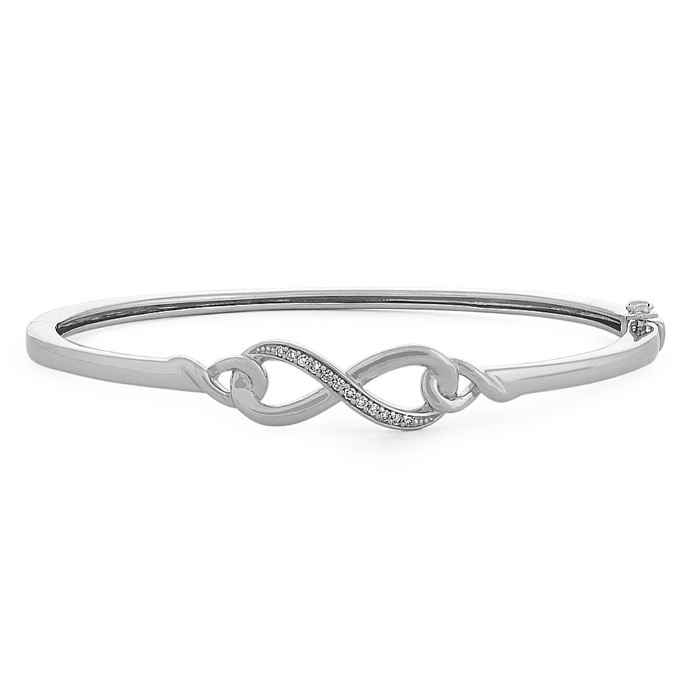 Diamond Infinity Bangle Bracelet in Sterling Silver (7.75 in)