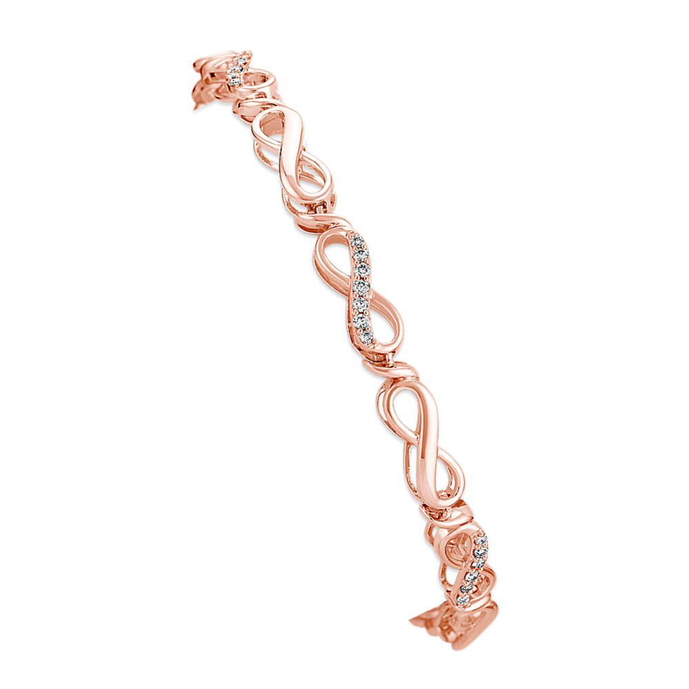 Diamond Infinity Bracelet in 14k Rose Gold (7 in)