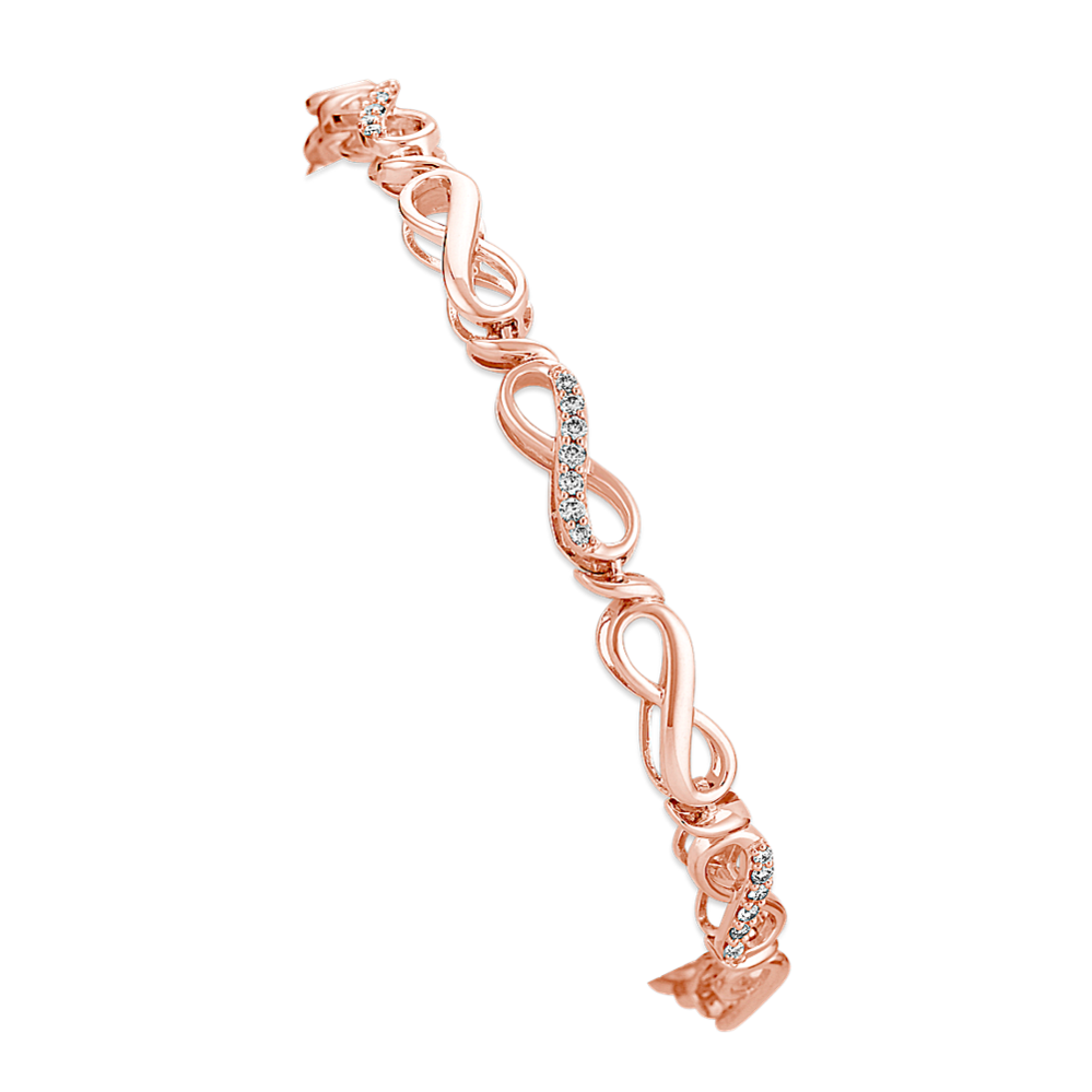 Diamond Infinity Bracelet in 14k Rose Gold (7'')