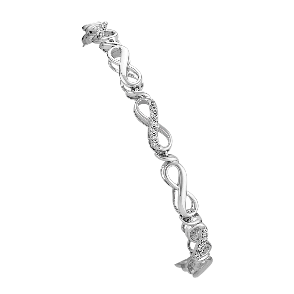 Diamond Infinity Bracelet in 14k White Gold (7 in)