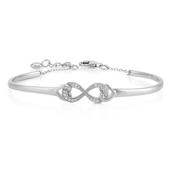 Diamond Infinity and Heart Bracelet in Sterling Silver (7.5 in) | Shane Co.