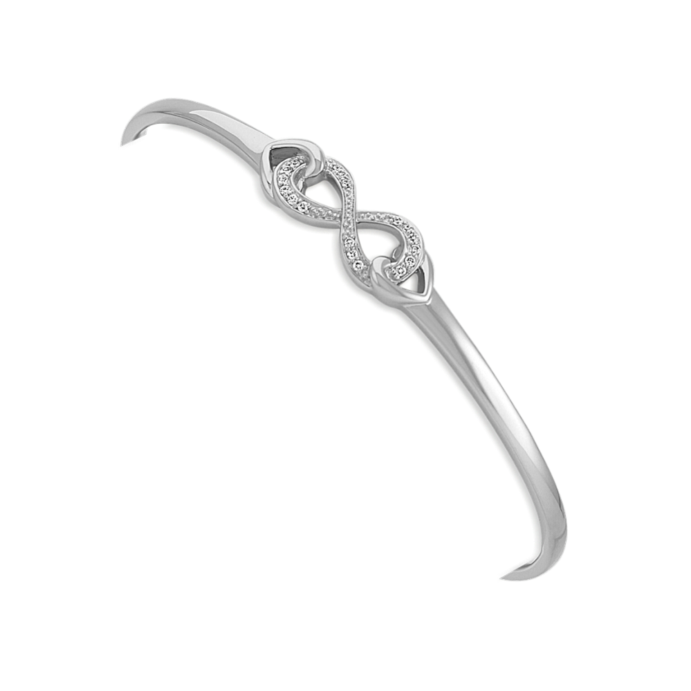 Diamond Infinity and Heart Bracelet in Sterling Silver (7.5'')