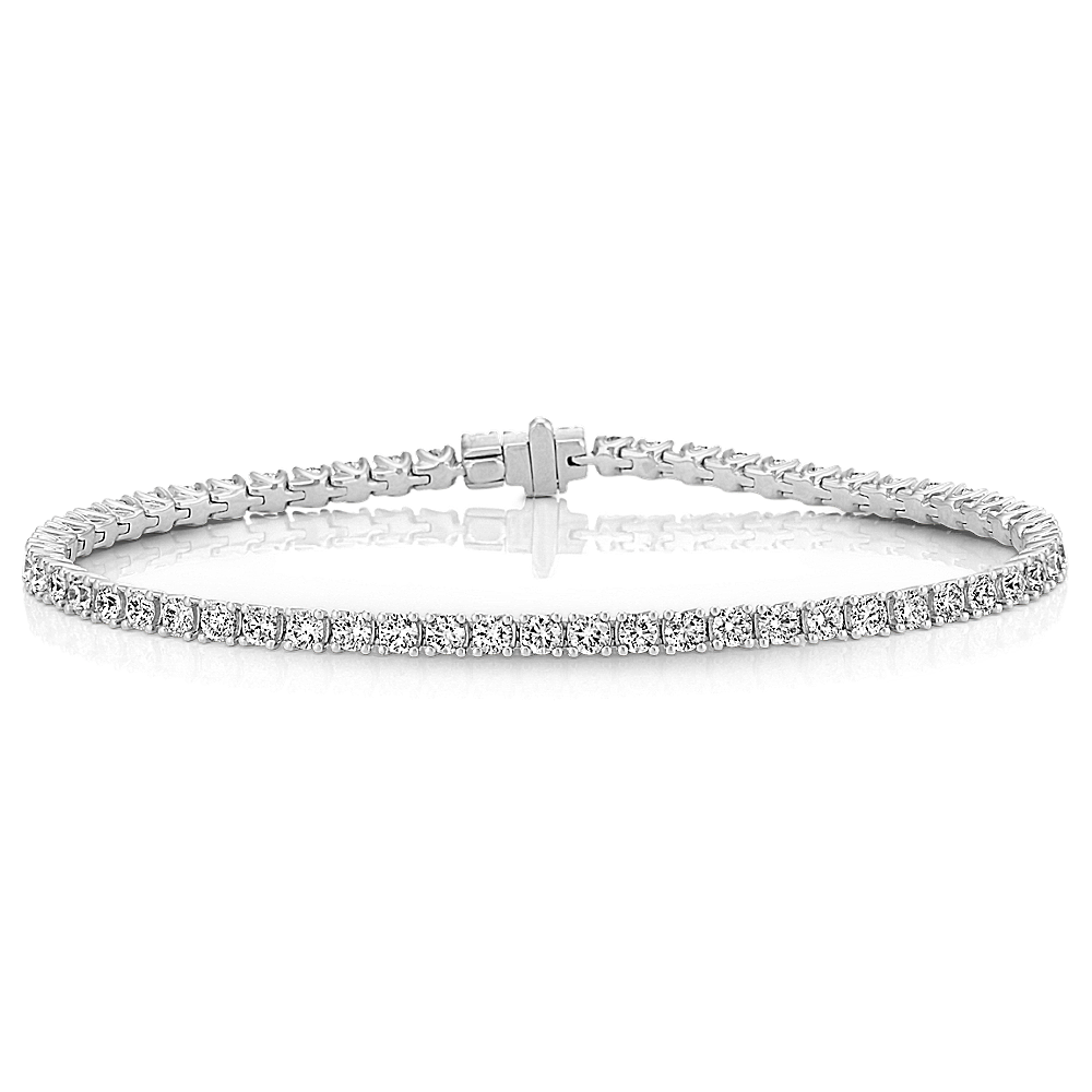 Isra Natural Diamond-Lined Tennis Bracelet in 14k White Gold (7 in)