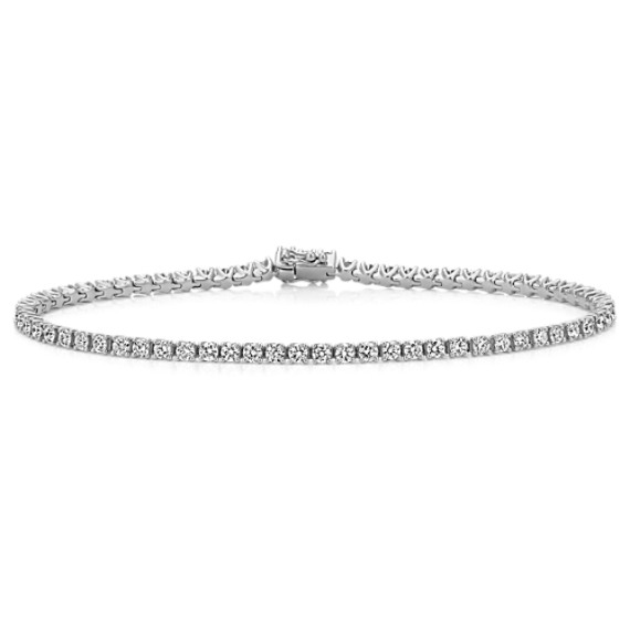 Diamond-Lined Tennis Bracelet in Platinum (7 in)