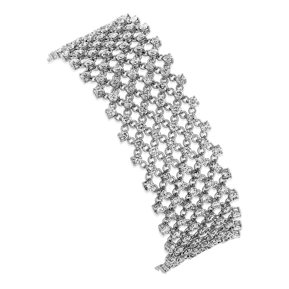 Diamond Mesh Bracelet in 14k White Gold (7'')