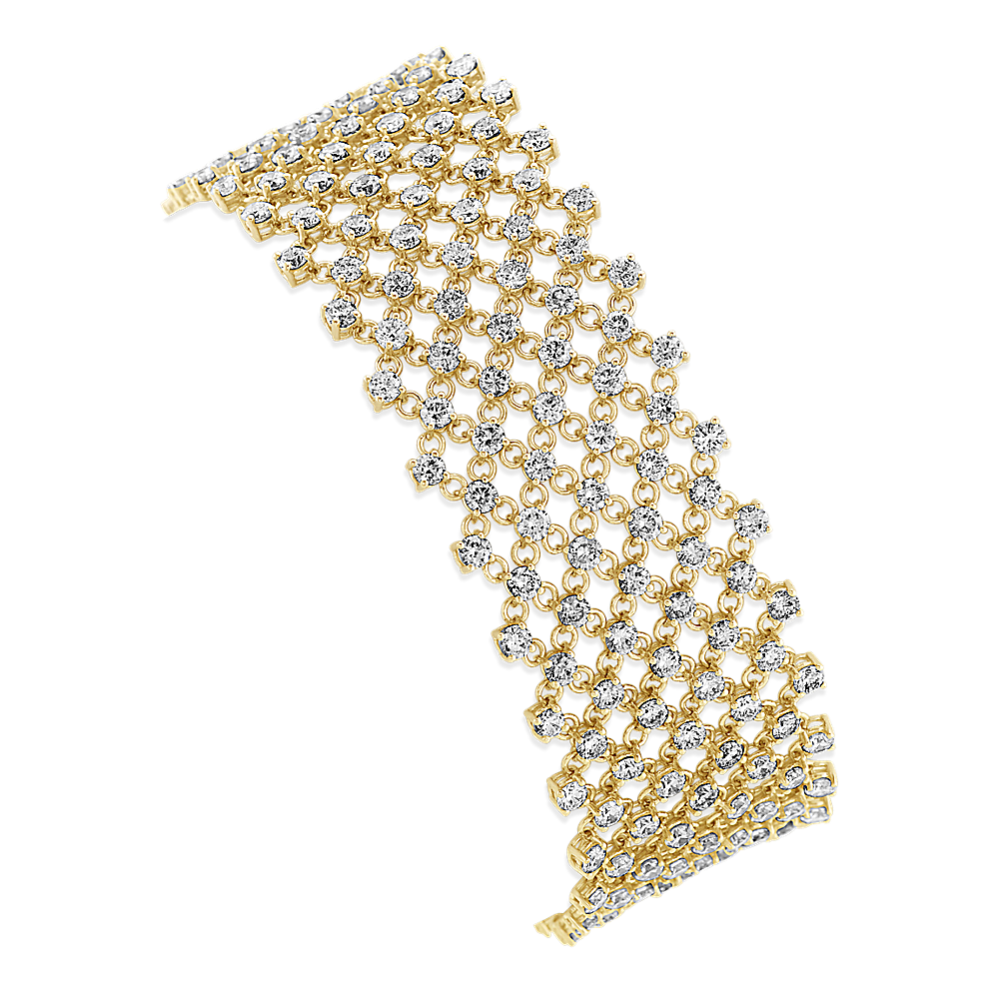 Diamond Mesh Bracelet in 14k Yellow Gold (7'')