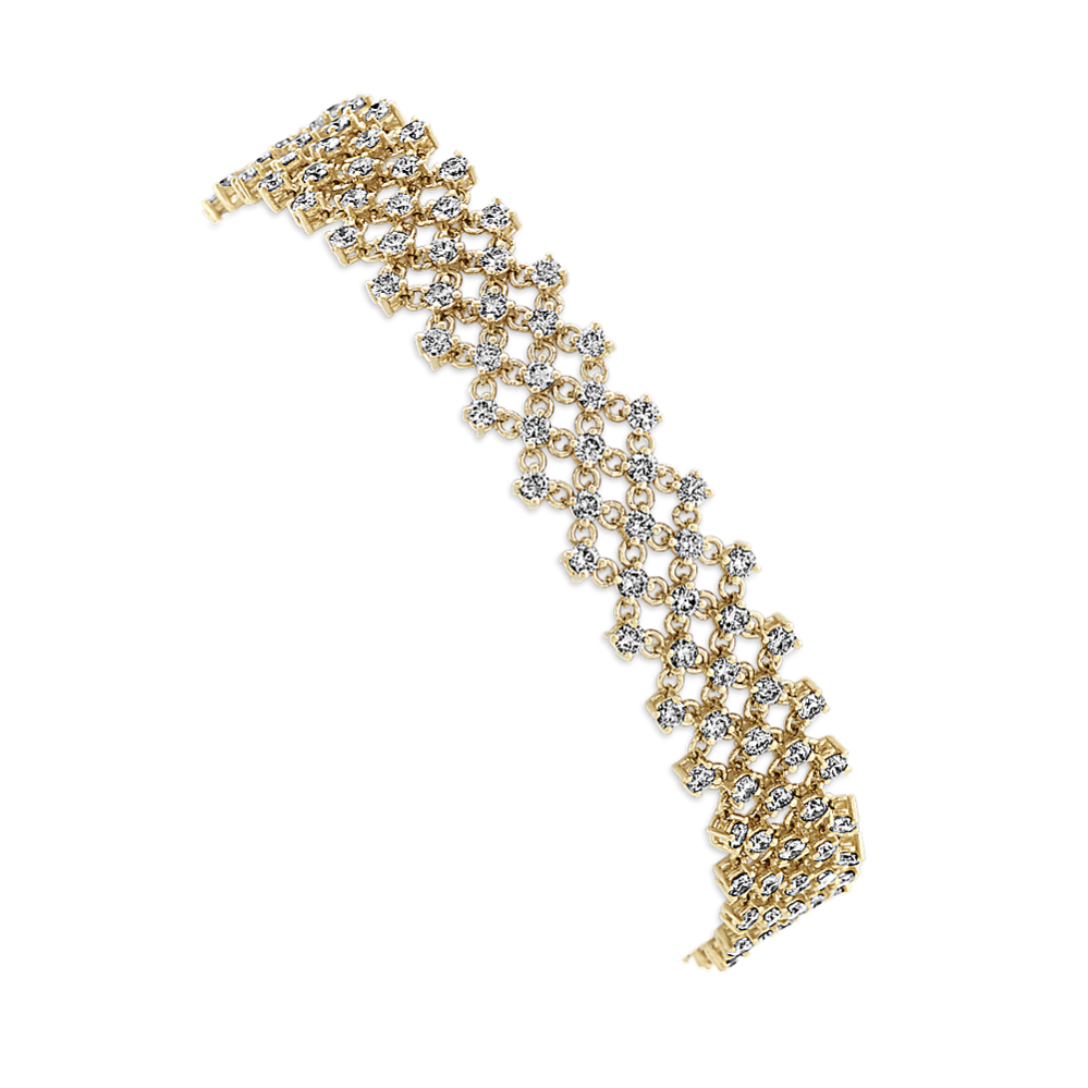 Diamond Mesh Bracelet in 14k Yellow Gold (7'')