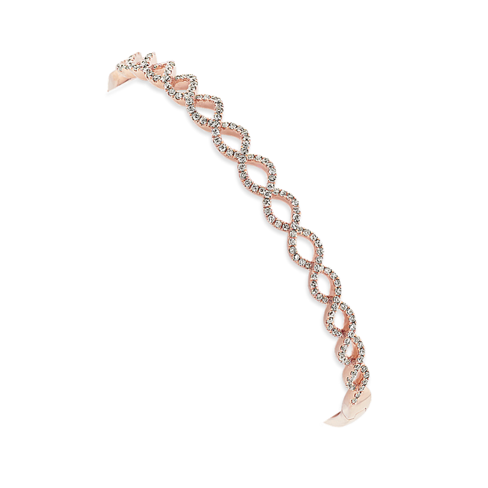 Diamond Twist Bangle Bracelet in 14k Rose Gold (7 in)