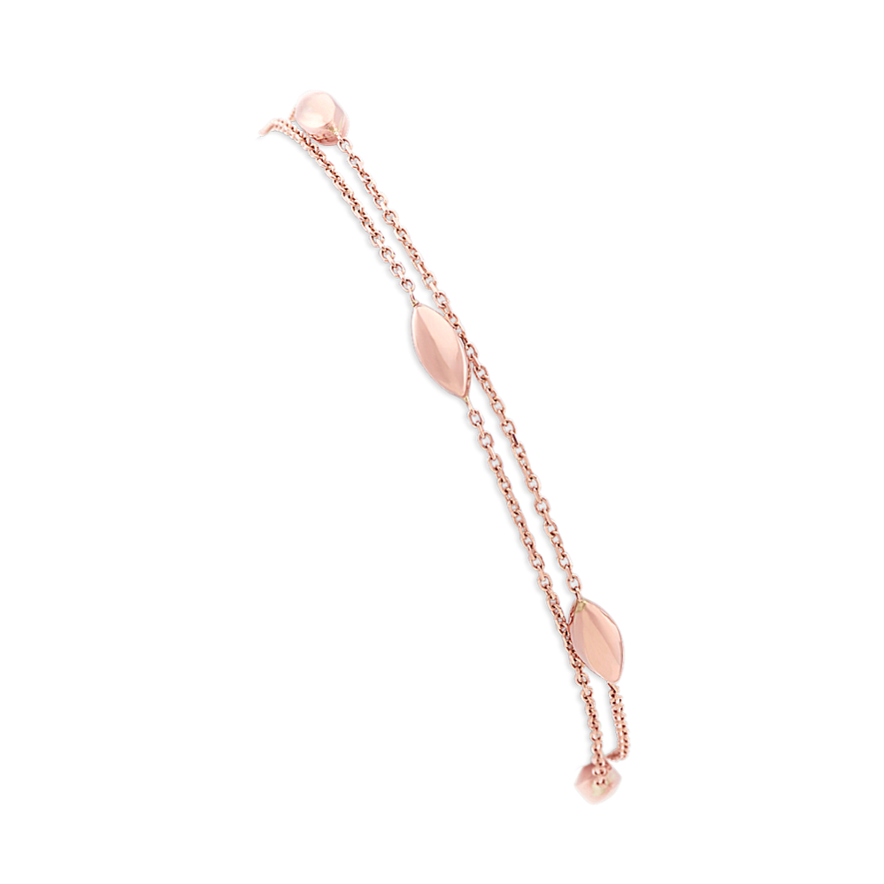 Double Chain Bracelet with Stations in 14k Rose Gold (7.5 in.)