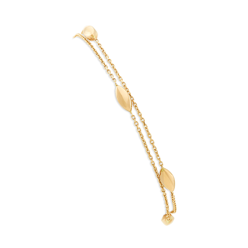 Double Chain Bracelet with Stations in 14k Yellow Gold (7.5 in.)