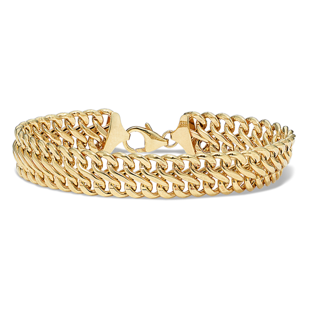Double Curb 14K Yellow Gold Bracelet (7.5 in)