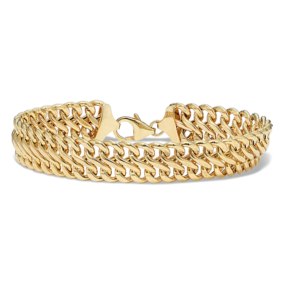 14K Yellow Gold Double Curb Chain Bracelet