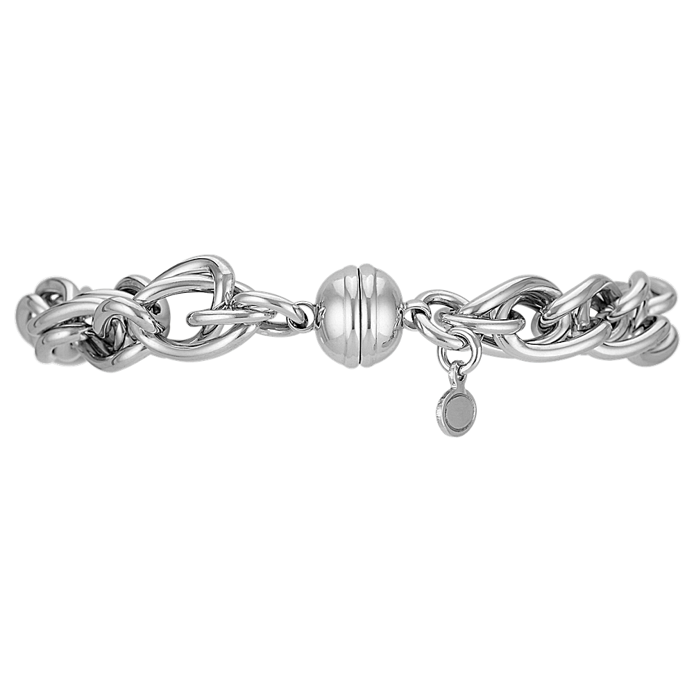 Double Link Bracelet in Sterling Silver with Clasp (8 in