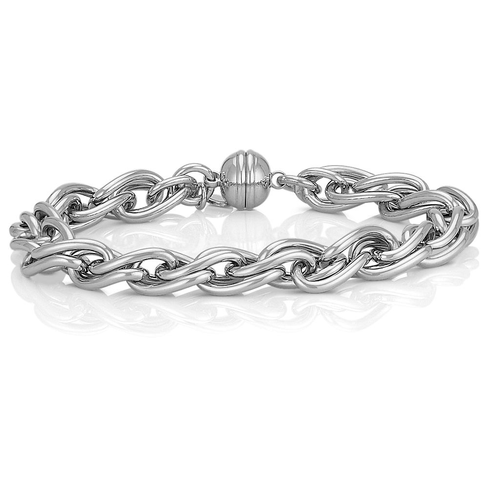 Double Link Bracelet in Sterling Silver with Clasp (8 in