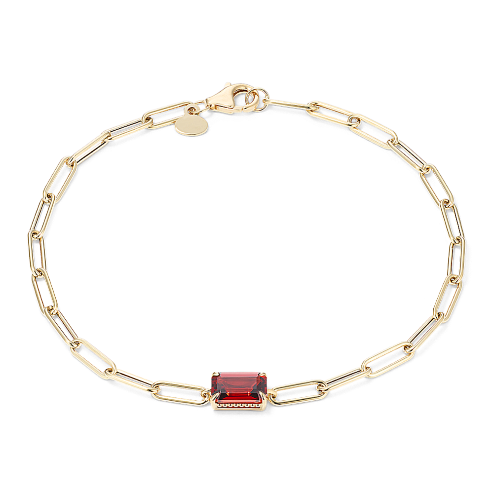 Sidra Garnet Paperclip Bracelet