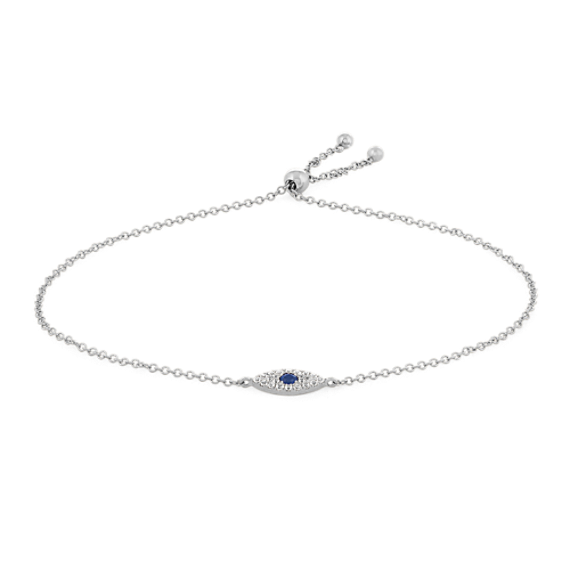 Evil Eye Blue & White Sapphire Bolo Bracelet