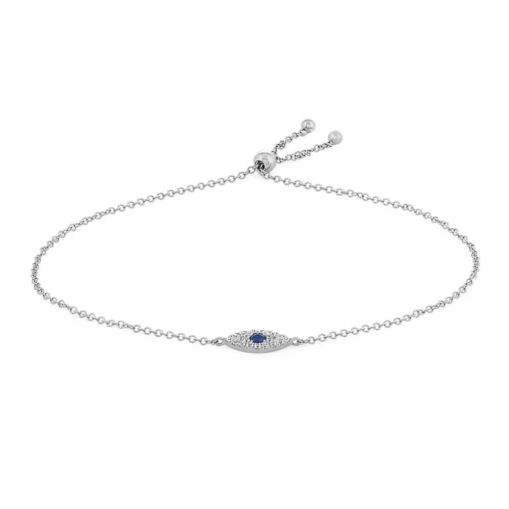Evil Eye Blue & White Sapphire Bolo Bracelet