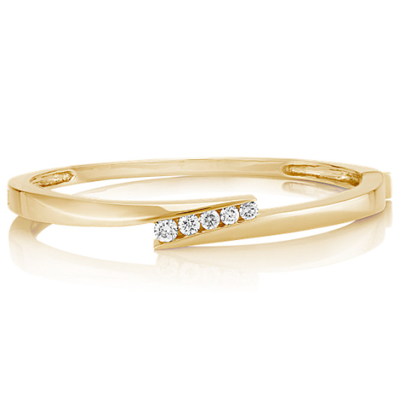 Five Stone Round Diamond Bangle Bracelet In 14k Yellow Gold 7 Tap To Zoom