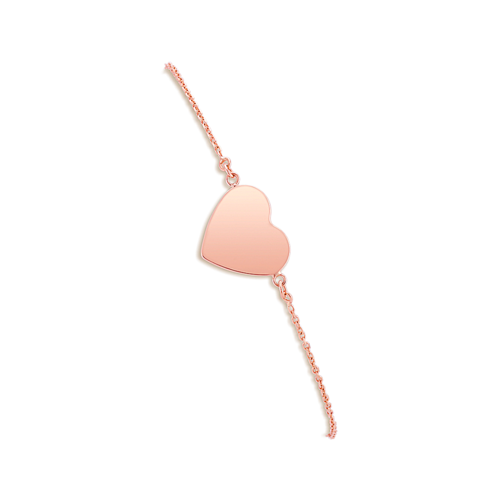 Flat Heart Bracelet in 14k Rose Gold (7.5'')