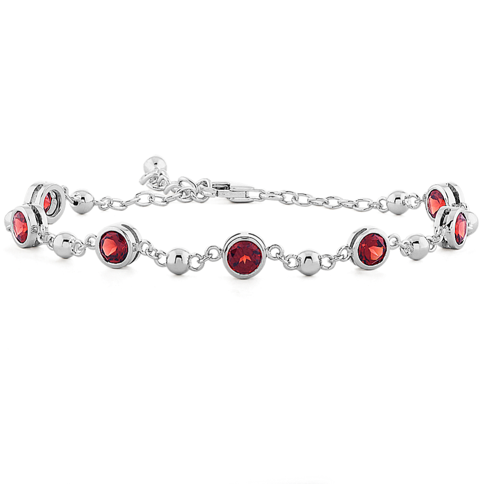 Garnet Bracelet in Sterling Silver (8.5'')