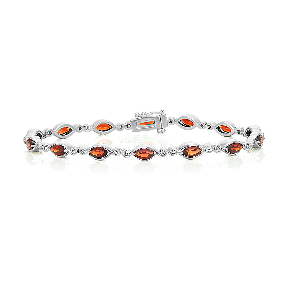 4 1/2 ct. t.g.w. Natural Garnet and White Natural Sapphire Bracelet (7 in)
