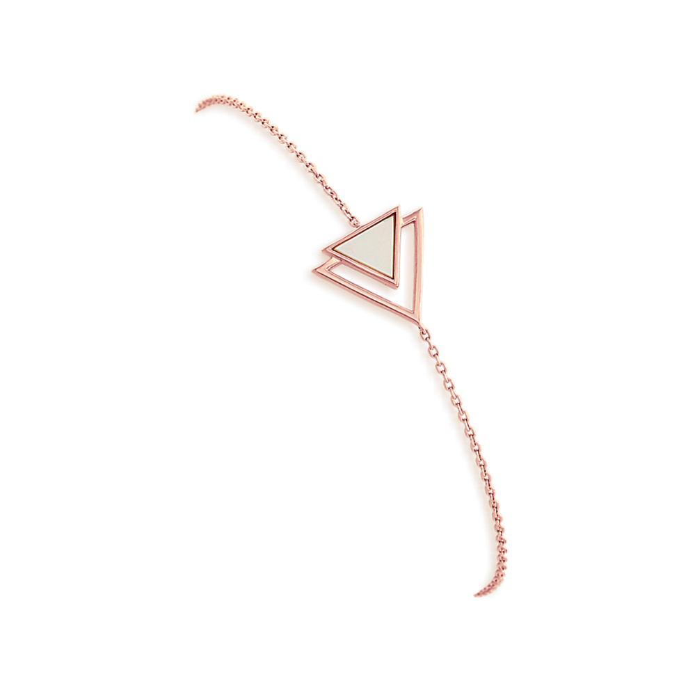 Geometric Mother-of-Pearl Bracelet in Rose Sterling Silver (7'')