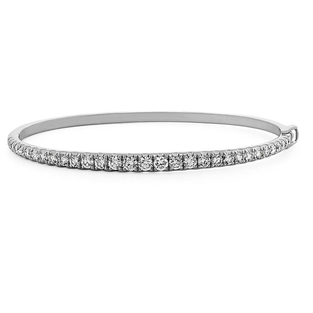 Graduated Diamond Bangle Bracelet in 14k White Gold (6.75 in)