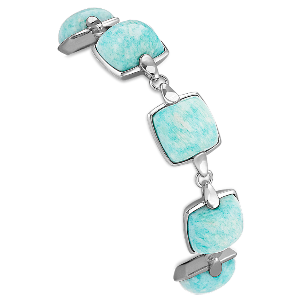 Green Amazonite Bracelet in Sterling Silver (7 in)