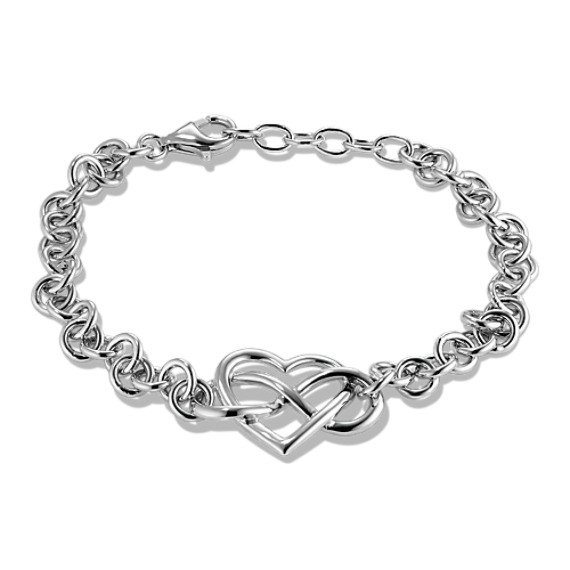 Heart and Infinity Sterling Silver Bracelet (7 in)
