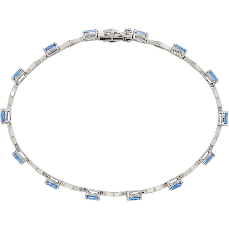 Ice Blue Natural Sapphire Bracelet in Sterling Silver (7.5in)