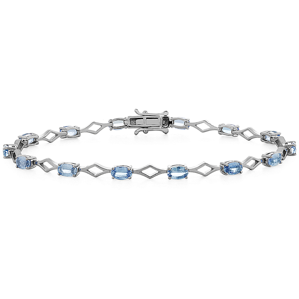 Ice Blue Natural Sapphire Bracelet in Sterling Silver (7.5in)