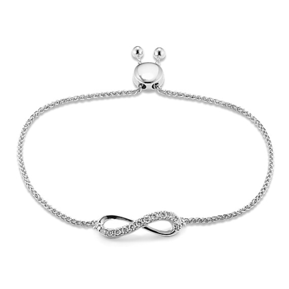 Infinity Diamond Bolo Bracelet in 14k White Gold (9 in)