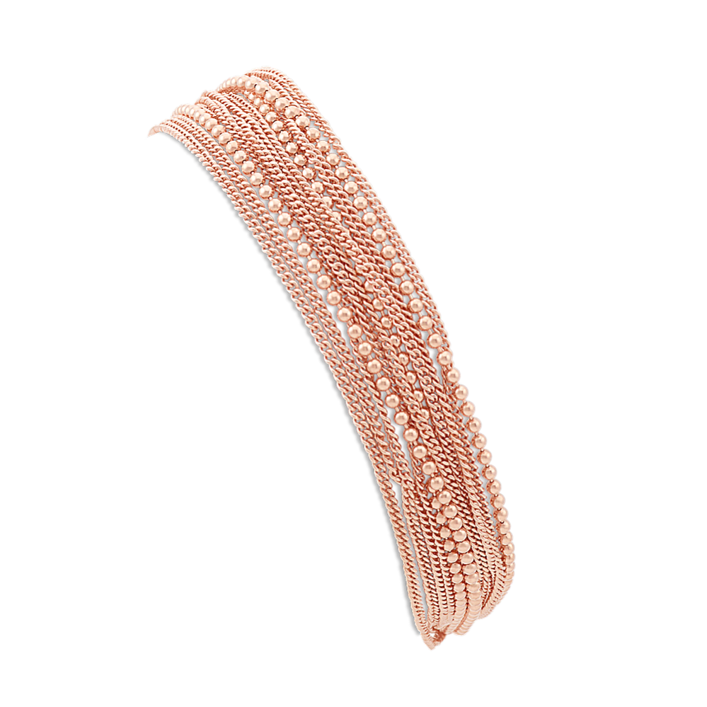 Layered Chain Bracelet in Rose Sterling Silver (7.5 in)