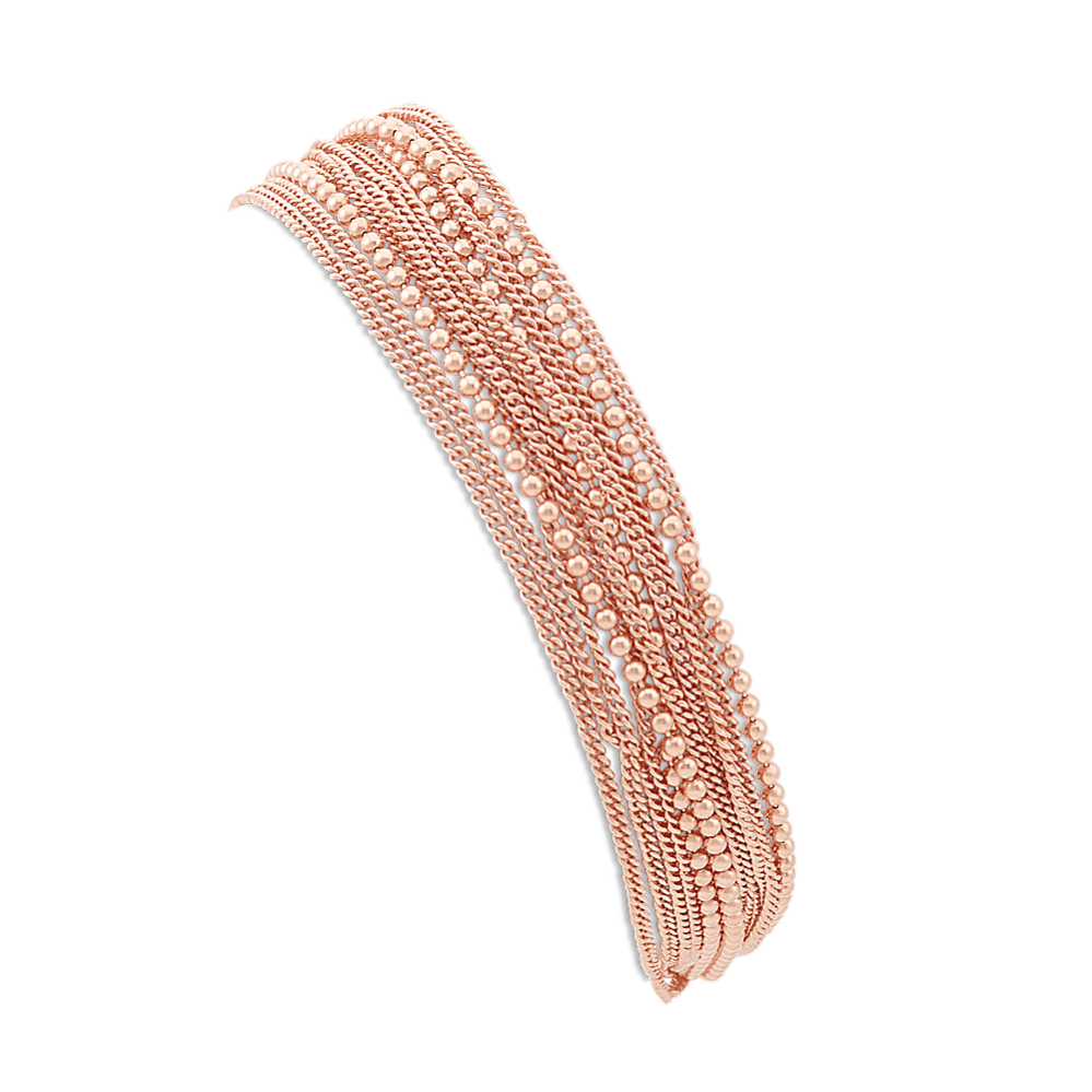 Layered Chain Bracelet in Rose Sterling Silver (7.5'')
