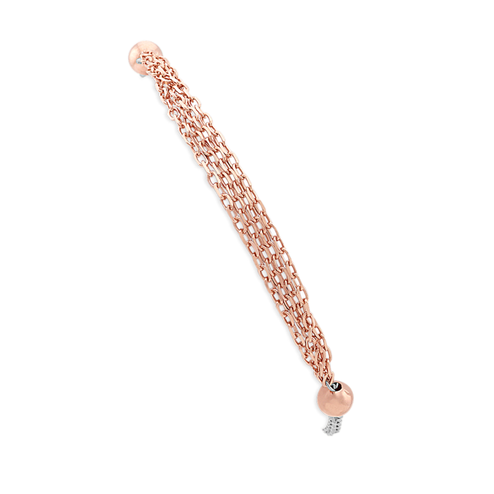 Layered Chain Bracelet in Two-Tone Sterling Silver (7.5'')